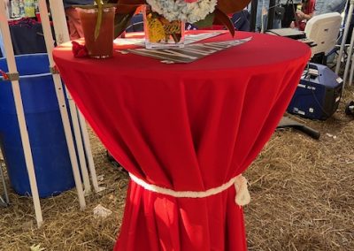 Pub tables with table cloths are available.