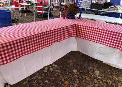 Tables dressed and ready for game day in the Grove.